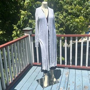 Ribbed Knit Long Duster Cardigan